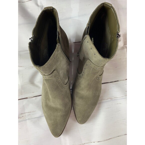 Marc Fisher Suede Leather ankle bootie 10 Pointy Toe Western Gray Green Moss Zip - Picture 8 of 12